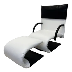 Claude Brisson Postmodern Zen Lounge Chair and Footrest for Ligne Roset, 1980s