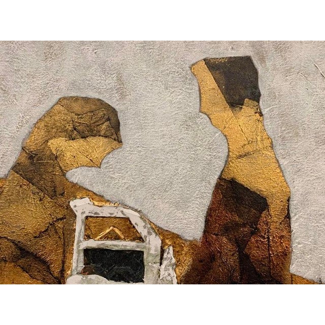 Contemporary Andrea Stella "Among the Etruscan Ruins" Large Gold Leaf Oil Mixed Media Painting, Figurative, Italian Contemporary Art, 2010 For Sale - Image 3 of 11
