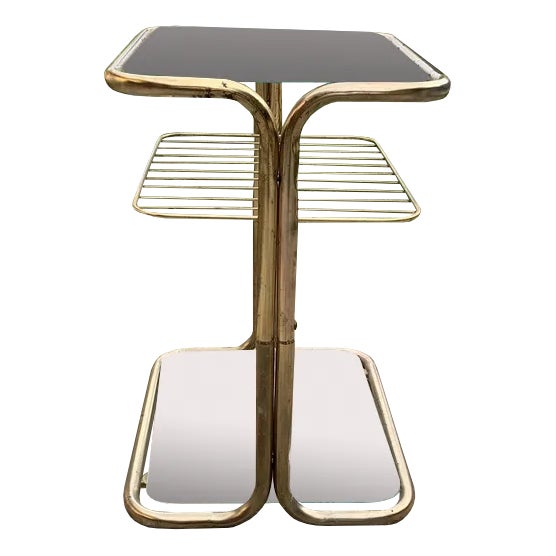 Brass and Glass Side Table, Italy, 1970s For Sale