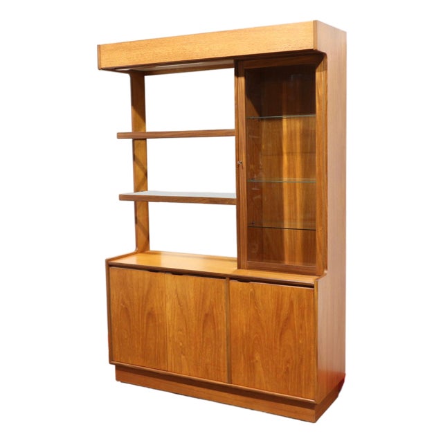 Mid Century Modern Vintage Teak Display Dry Bar China Cabinet in the Style of Tunbridge Danish Style For Sale