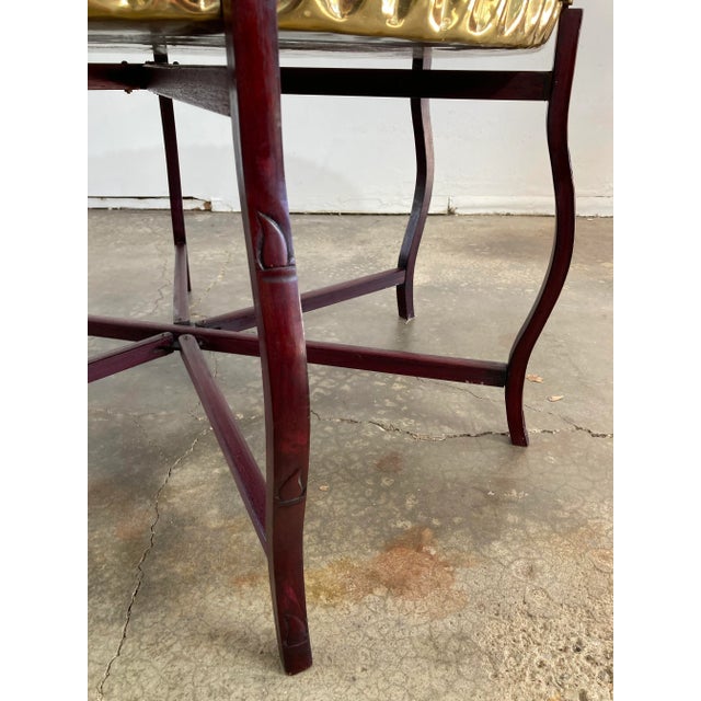 Vintage Scalloped Brass Tray Table With Collapsible Wood Base For Sale - Image 11 of 12