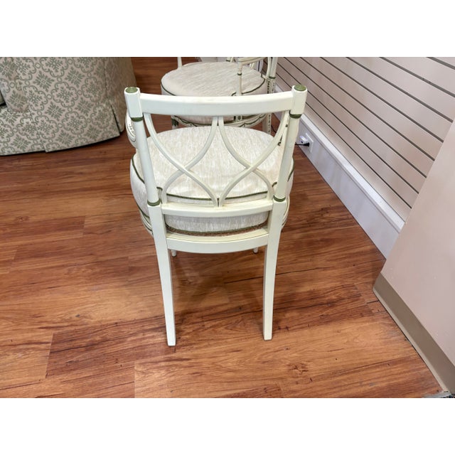 Pair of Painted Neoclassical Armchairs in Cream & Sage Green – Directoire Style Style For Sale - Image 9 of 9