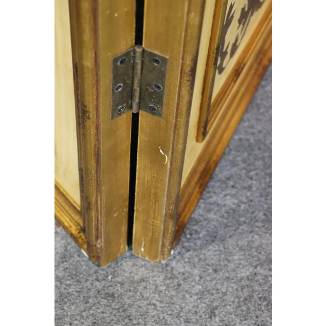 Traditional Fine Decorative Arts Gilded Paint Decorated Florentine 4 Panel Dressing Screen For Sale - Image 3 of 10