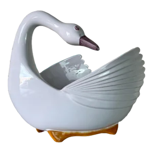 Vintage French Swan Ceramic Fruit Bowl