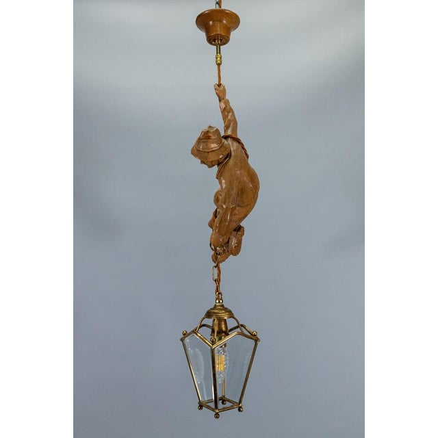 German Carved Linden Wood Mountaineer with Brass Lantern, 1950s For Sale - Image 18 of 18