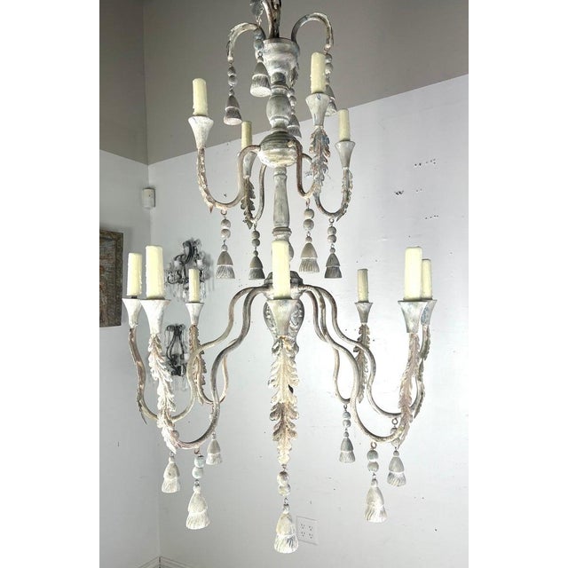 12-Light Hand-Painted Tuscan Chandelier by Melissa Levinson For Sale - Image 10 of 12