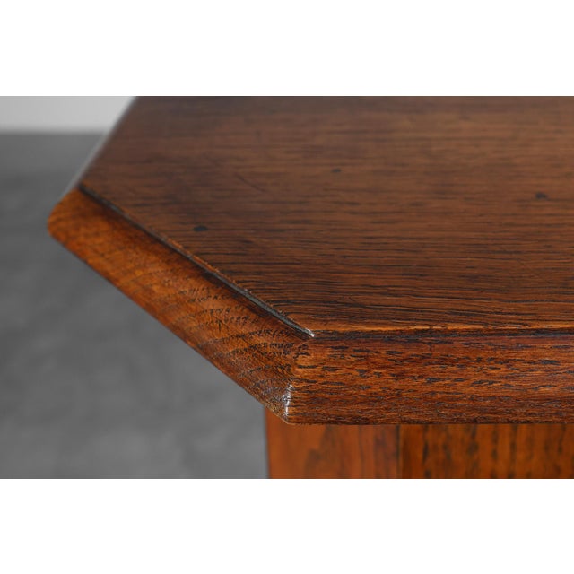 Art Deco French Octagonal Oak Pedestal, 1920s For Sale - Image 9 of 13