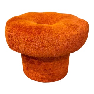 Vintage Persimmon Orange Mushroom Ottoman Footstool For Sale