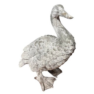 Vintage Country Style Cast Iron Duck Garden Statue For Sale