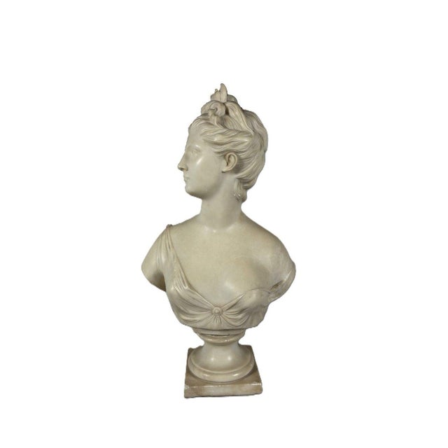 White marble sculpture, bust of Diana after Jean-Antoine Houdon (1741-1828). French work from the 19th century in the...