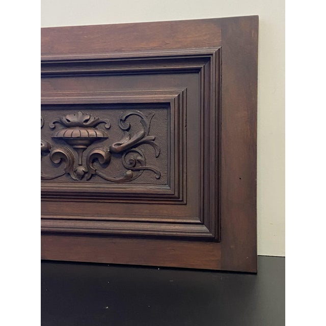 Brown Antique French Architectural Element in Carved Wood Panel, 1900s For Sale - Image 8 of 11