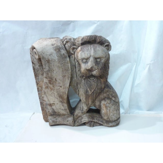 Late 20th Century Folk Art Carving of Lion Wall Sculpture Chairish