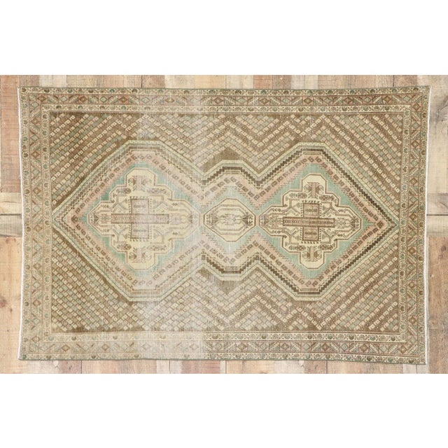 Brown Early 20th Century Antique Persian Afshar Tribal Rug With Boteh Design, 03'11 X 05'09 For Sale - Image 8 of 9