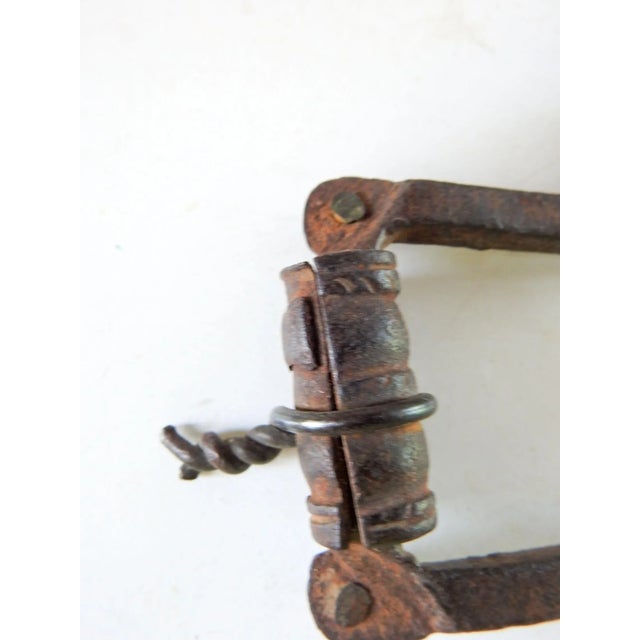 Metal Antique Hand Forged Decorated Iron Chest Handle For Sale - Image 7 of 9