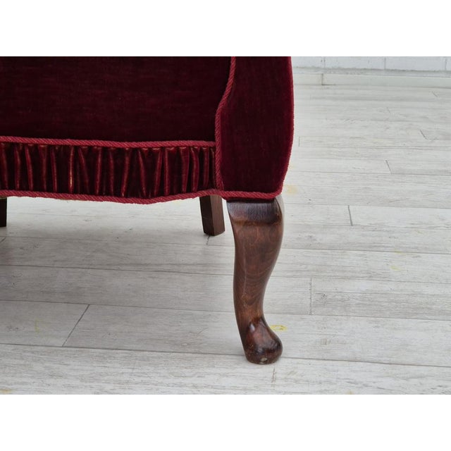 Danish Lounge Chair in Velour & Beech, 1950s For Sale - Image 10 of 18