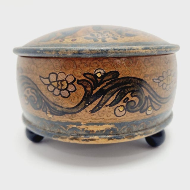 This exquisite and rare Hungarian trinket box is a captivating example of regional Art Nouveau (Szecesszió) craftsmanship...