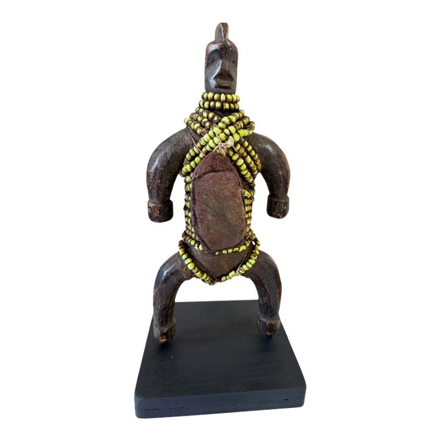 Vintage African Fertility Beaded Doll Cameroon 8.5" H W/Wood Stand For Sale