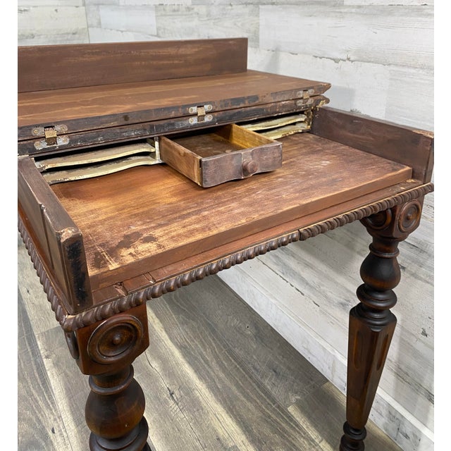 Antique Victorian Mahogany Writing Desk Library Table For Sale - Image 12 of 12