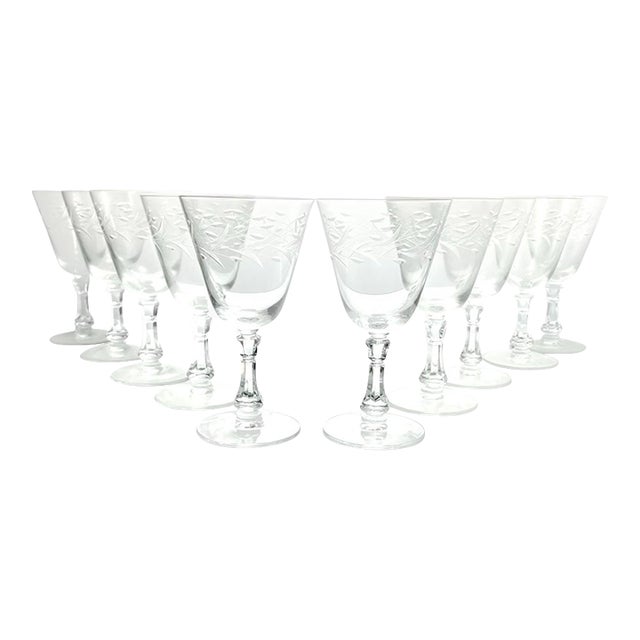 1950s Fostoria “Bridal Wreath” Water Glasses - Set of 10 For Sale