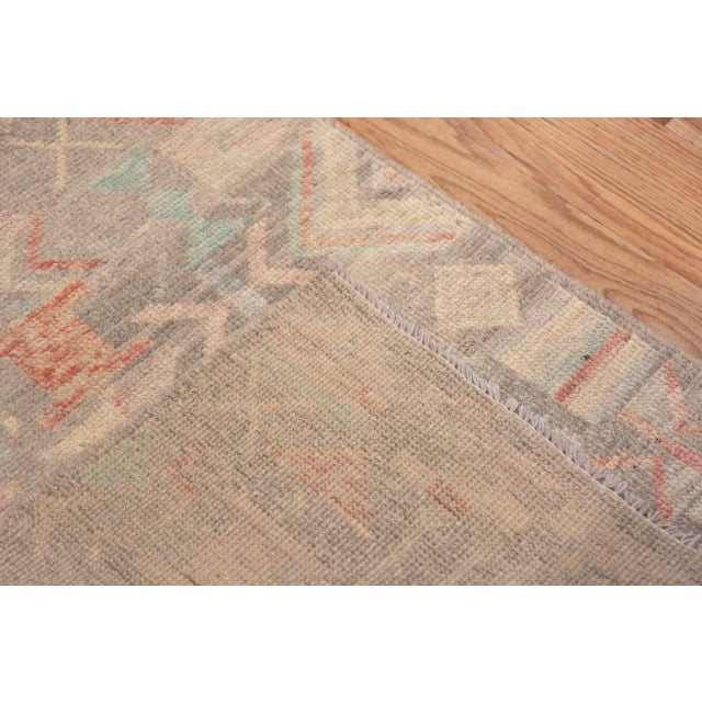 Nazmiyal Collection Grey Pastel Tribal Geometric Modern Runner Rug For Sale - Image 4 of 7