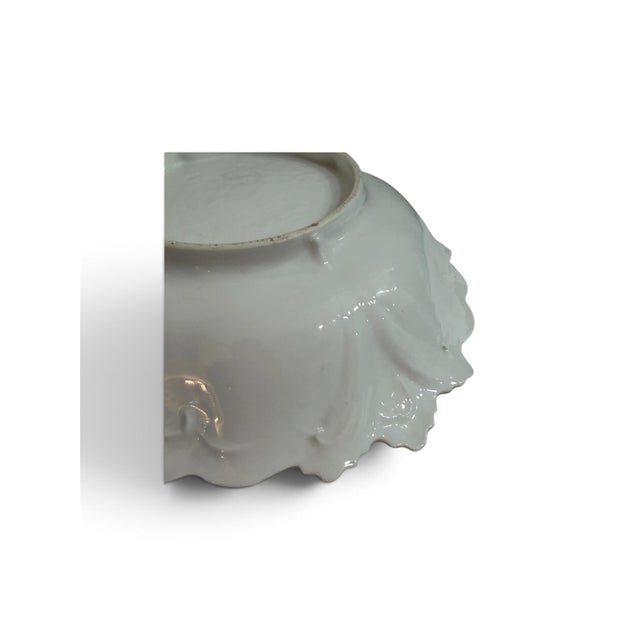 Floral Porcelain Scalloped Bowl With Pink & Green Petal Design and Gold Gilt Trim For Sale - Image 4 of 7