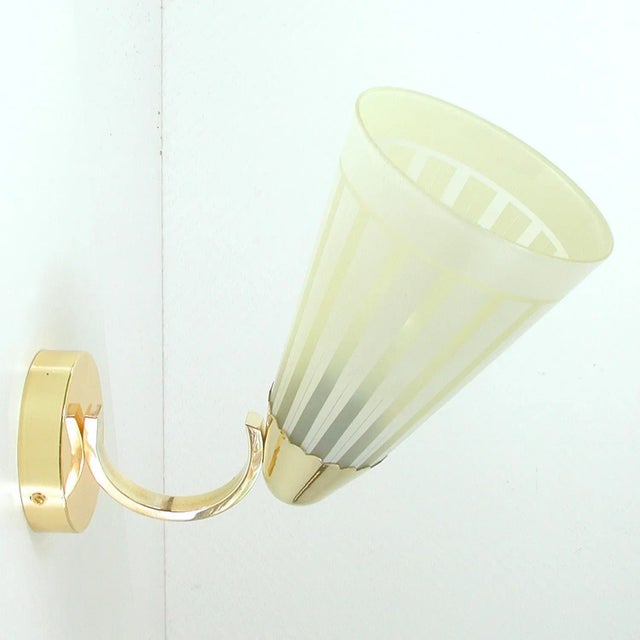 Mid-Century German Brass and Glass Wall Light Sconce, 1950s For Sale - Image 4 of 12