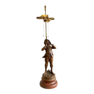 1950s Metal Sculpture Table Lamp Of A Boy Bellowing