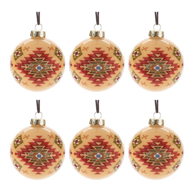 Contemporary Western Glass Ball Ornament (Set of 6) For Sale - Image 3 of 3