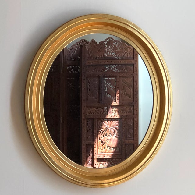 French Louis Philippe-Style Giltwood Oval Wall Mirror For Sale - Image 4 of 12