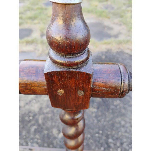 Light Pink Early 18th Century French Hand Turned Late Baroque/Early Rococo Barley Twist 8 Leg Oak Bench For Sale - Image 8 of 10