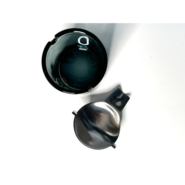 1960s Tourmaline Tilting Ashtray in Glass and Stainless Steel by Wilhelm Wagenfeld for WMF, Germany, 1950s For Sale - Image 5 of 13
