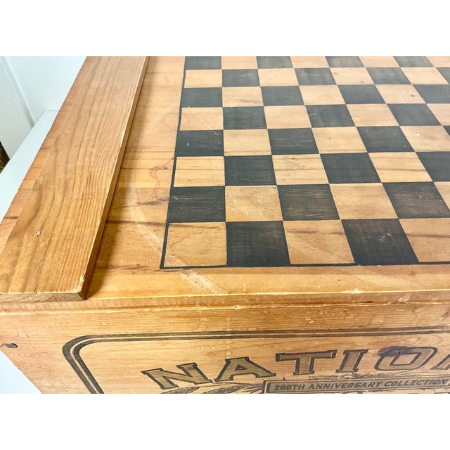 1990s Vintage Boho Chic Americana Rustic Commemorative Biscuit Pine Box Game Board For Sale - Image 17 of 18