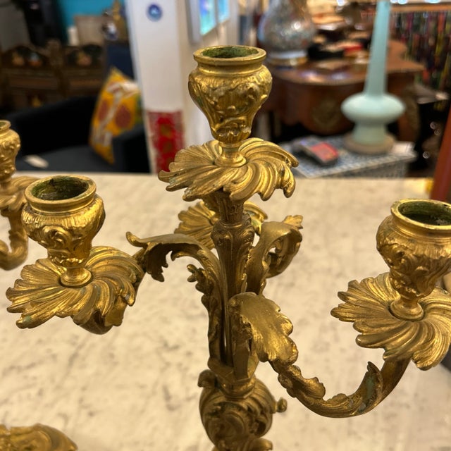 Antique Bronze Tabletop Candelabra a Pair For Sale In Miami - Image 6 of 8
