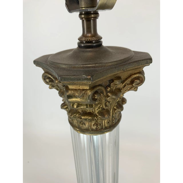 Early 20th Century Vintage Crystal Empire Style Column Lamp For Sale - Image 5 of 13