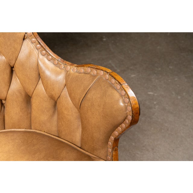 Vintage Tufted Leather Chesterfield Barrel Chair For Sale - Image 12 of 12