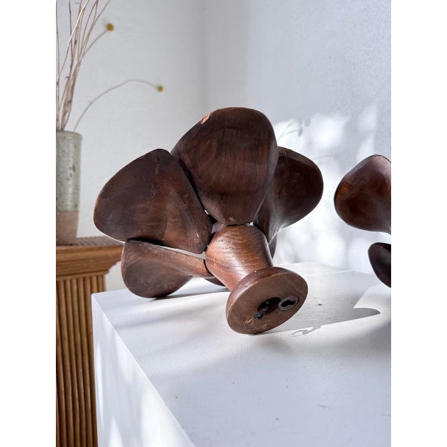 Wooden Flower Wall Sconces, 1970s, Set of 2 For Sale - Image 16 of 18