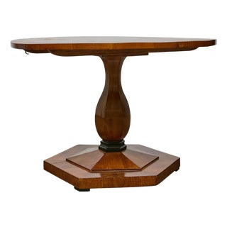 19th Century Biedermeier Round Walnut Pedestal Table With Veneered Starburst Top For Sale