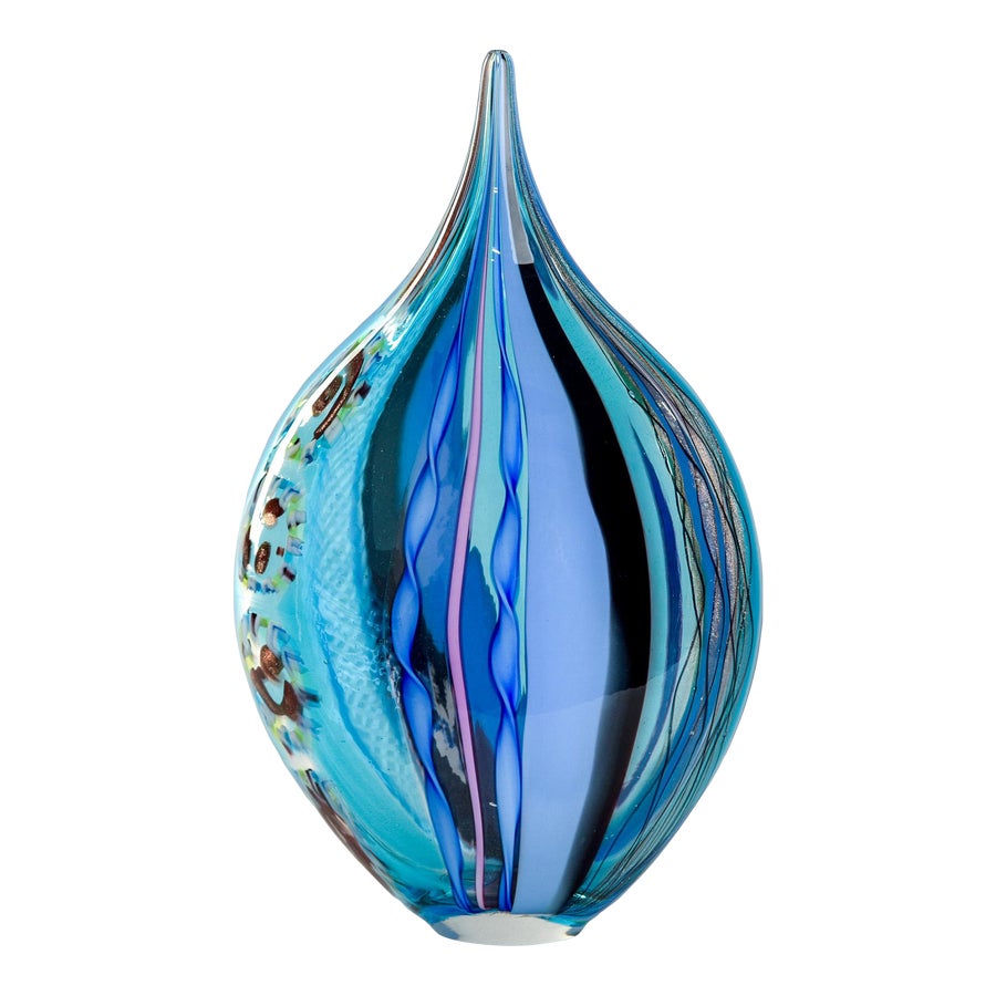 Shades of Blue With Gold Signed Fabiano Zanchi Murano Glass