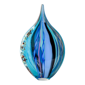Shades of Blue With Gold Signed Fabiano Zanchi Murano Glass Sculpture