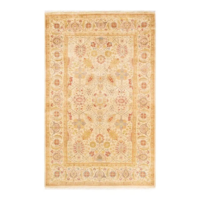 Ivory Mogul, One-of-a-Kind Hand-Knotted Area Rug in Ivory, 4' 1" x 6' 5" For Sale - Image 8 of 8