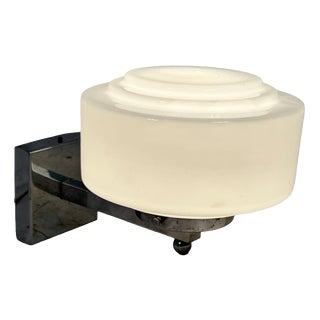 Art Deco Opaline Glass Wall Lamp with Chrome-Plated Mount from Gispen For Sale
