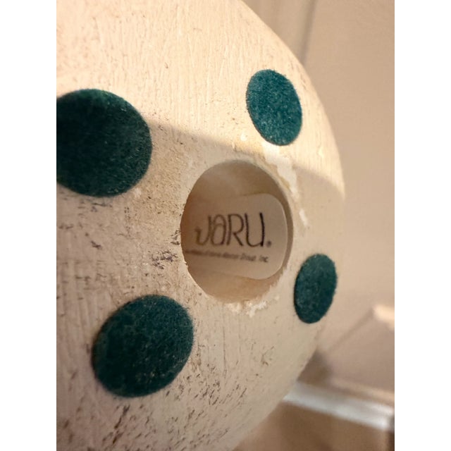 Set of four vintage Jaru decorative spheres crafted in heavy cast stone composite with richly textured cratered surfaces...