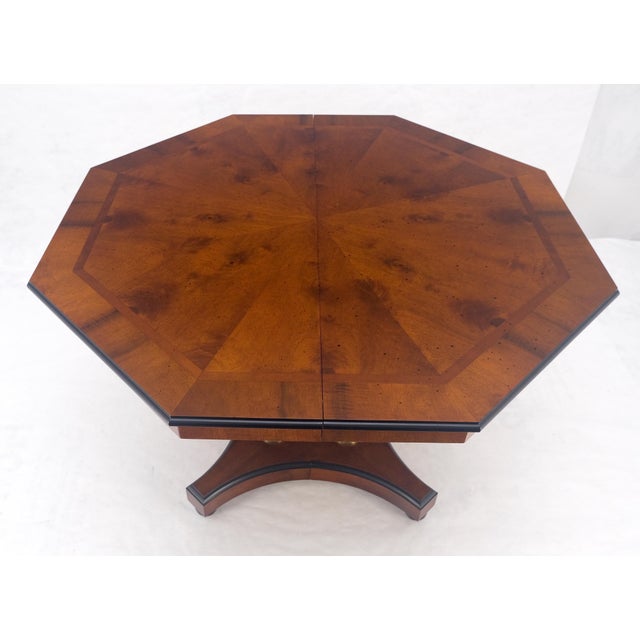 Flame Mahogany Octagon Shape Two 18" Leaves Single Base Dining Table MINT! For Sale - Image 12 of 15