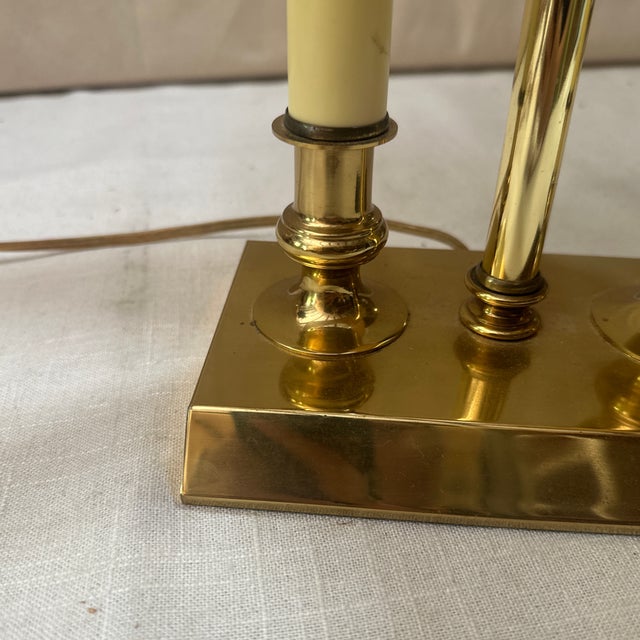 Mid-Century Modern 1970s Simple Brass Table Lamp With Lampshade For Sale - Image 3 of 9