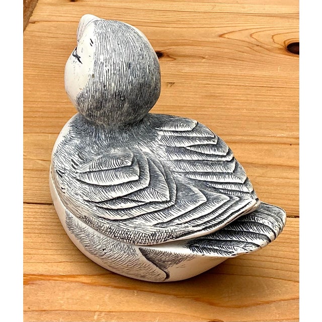 White Vintage Hand Painted Puffin Ring Box For Sale - Image 8 of 12