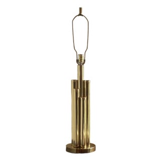 Vintage Mid-Century Modern Tiered Cylindrical Brass Table Lamp For Sale