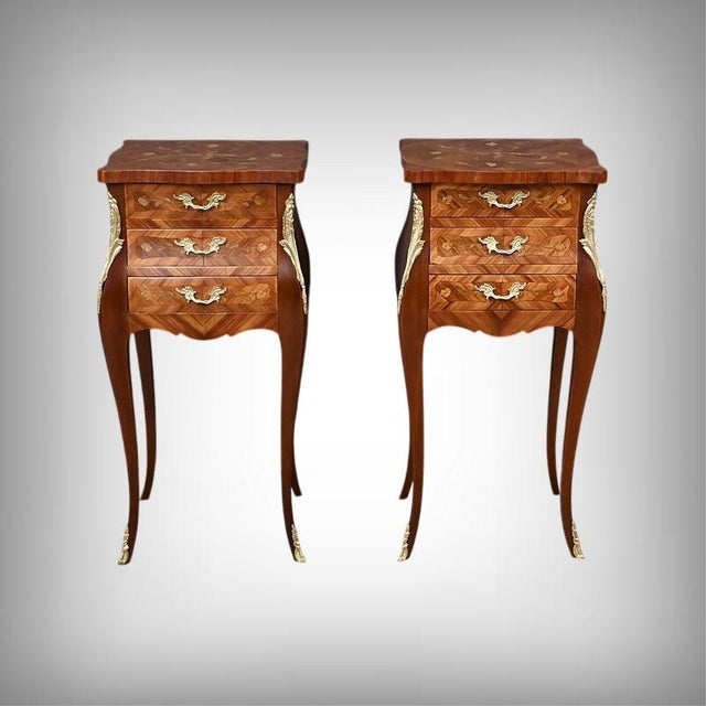 Mid-20th Century Louis XV Marquetry Bedside Tables, Set of 2 For Sale - Image 18 of 18