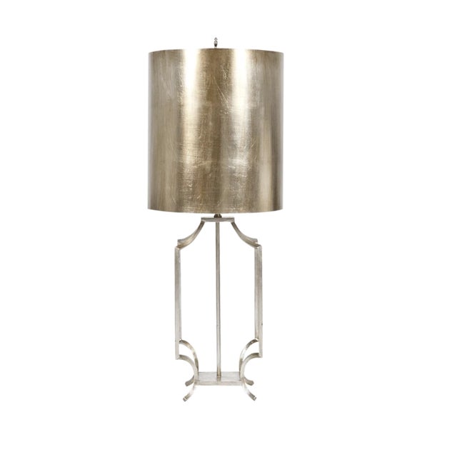 New special order item. Not vintage. Worlds Away presents the gorgeous Windham table lamp featuring a gold leaf iron...