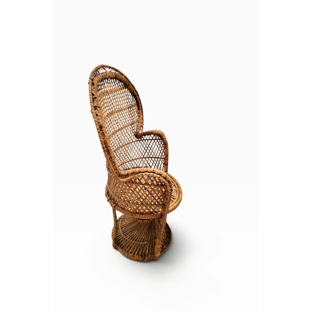 Vintage Rattan Junior Emmanuelle Wicker Peacock Throne Chair, 1960s For Sale - Image 11 of 13