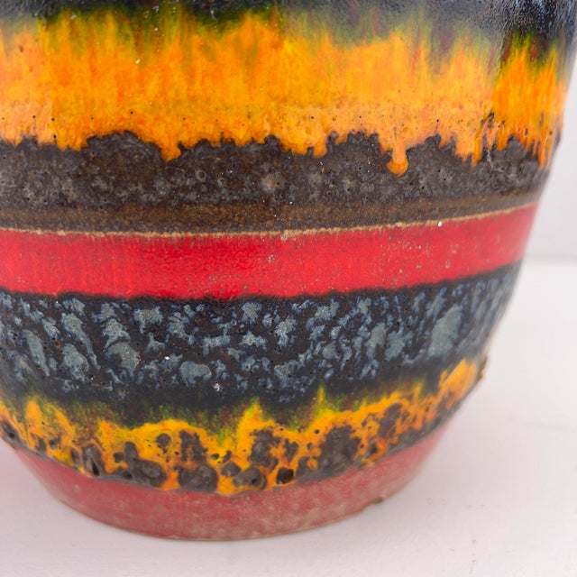 1970s Orange-Red Fat Lava Floor Vase from Scheurich, West Germany, 1970s For Sale - Image 5 of 9